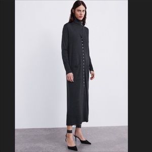 ZARA  Merino Wool V-Neck Button Down Sweater Sz S